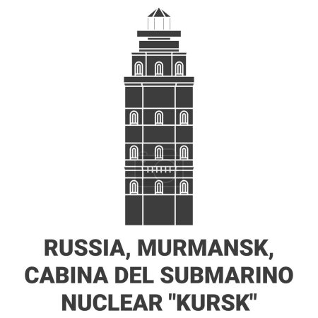 Ilustración de Rusia, Murmansk, Cabina Del Submarino Nuclear Kursk recorrido hito línea vector ilustración - Imagen libre de derechos