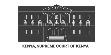 Téléchargez les illustrations : Kenya, Cour suprême du Kenya, illustration vectorielle de ligne de repère de voyage - en licence libre de droit