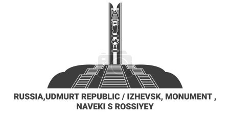 Illustration for Russia,Udmurt Republic Izhevsk, Monument , Naveki S Rossiyey travel landmark line vector illustration - Royalty Free Image