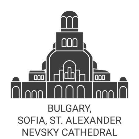 Illustration for Bulgary, Sofia, St. Alexander Nevsky Cathedral travel landmark line vector illustration - Royalty Free Image