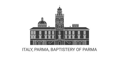 Illustration for Italy, Parma, Baptistery Of Parma, travel landmark line vector illustration - Royalty Free Image