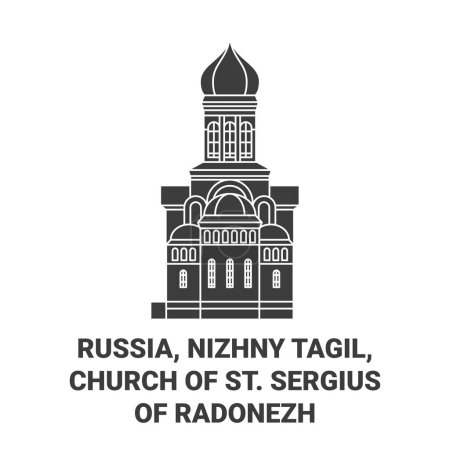 Illustration for Russia, Nizhny Tagil, Church Of St. Sergius Of Radonezh travel landmark line vector illustration - Royalty Free Image