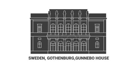 Ilustración de Suecia, Gotemburgo, Gunnebo House, ilustración de vectores de línea de referencia de viaje - Imagen libre de derechos