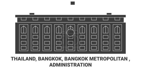Illustration for Thailand, Bangkok, Bangkok Metropolitan , Administration travel landmark line vector illustration - Royalty Free Image