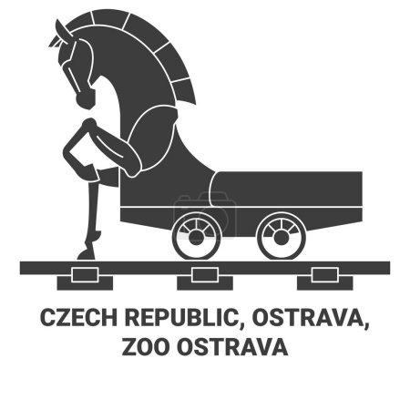 Ilustración de República Checa, Ostrava, Zoo Ostrava viaje hito línea vector ilustración - Imagen libre de derechos