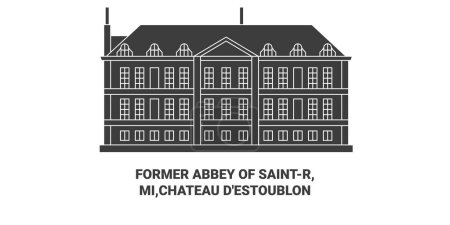 Ilustración de Francia, Antigua Abadía de Saintr, Mi, Chteau Destoublon recorrido hito línea vector ilustración - Imagen libre de derechos