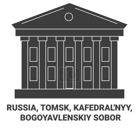 Téléchargez les illustrations : Russie, Tomsk, Kafedralnyy, Bogoyavlenskiy Illustration vectorielle de ligne de voyage Sobor - en licence libre de droit