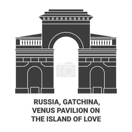 Téléchargez les illustrations : Russie, Gatchina, Vénus Pavillon Sur L'île D'amour Voyage illustration vectorielle de ligne historique - en licence libre de droit