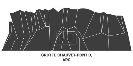 Illustration for France, Grotte Chauvetpont D, Arc travel landmark line vector illustration - Royalty Free Image