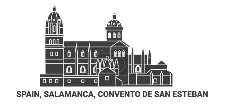 Ilustración de España, Salamanca, Convento De San Esteban, ilustración de vector de línea de referencia de viaje - Imagen libre de derechos