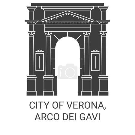 Illustration for Italy, Verona, Arco Dei Gavi travel landmark line vector illustration - Royalty Free Image