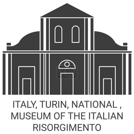 Ilustración de Italia, Turín, Nacional, Museo del Risorgimento italiano viaje hito línea vector ilustración - Imagen libre de derechos