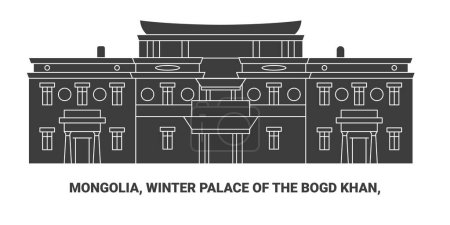 Illustration for Mongolia, Winter Palace Of The Bogd Khan, travel landmark line vector illustration - Royalty Free Image