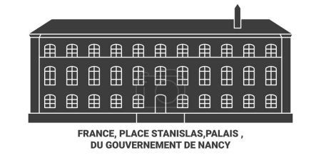 Illustration for France, Place Stanislas,Palais , Du Gouvernement De Nancy travel landmark line vector illustration - Royalty Free Image