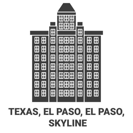 Téléchargez les illustrations : États-Unis, Texas, El Paso, El Paso, Skyline Travel illustration vectorielle de ligne - en licence libre de droit
