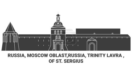 Ilustración de Rusia, Óblast de Moscú, Rusia, Trinidad Lavra, De San Sergio viaje hito línea vector ilustración - Imagen libre de derechos