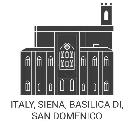 Ilustración de Italia, Siena, Basilica Di, San Domenico recorrido hito línea vector ilustración - Imagen libre de derechos