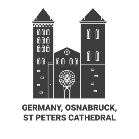 Illustration for Germany, Osnabruck,St Peters Cathedral travel landmark line vector illustration - Royalty Free Image