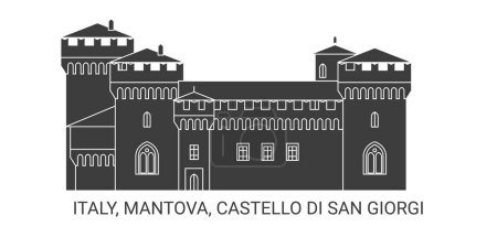 Illustration for Italy, Mantova, Castello Di San Giorgi, travel landmark line vector illustration - Royalty Free Image