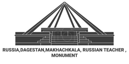 Ilustración de Rusia, Daguestán, Makhachkala, Profesor de ruso, Monumento viaje hito línea vector ilustración - Imagen libre de derechos
