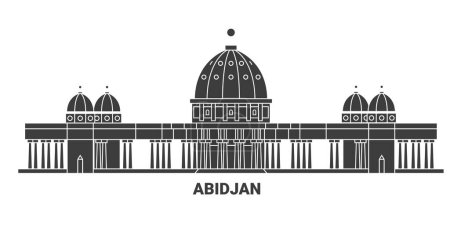 Téléchargez les illustrations : Côte Divoire, Abidjan illustration vectorielle de ligne de voyage - en licence libre de droit