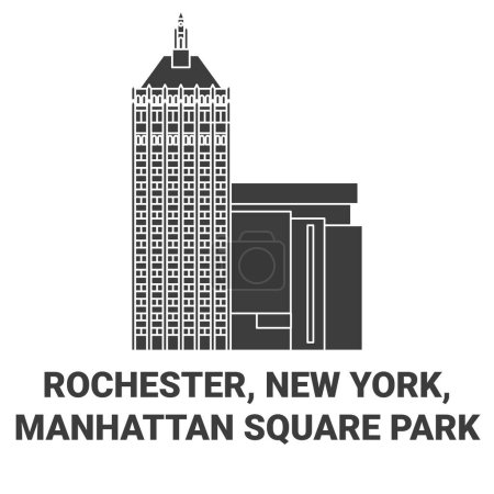 Illustration for United States, Rochester, New York, Manhattan Square Park travel landmark line vector illustration - Royalty Free Image
