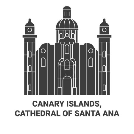 Illustration for Spain, Canary Islands, Cathedral Of Santa Ana travel landmark line vector illustration - Royalty Free Image