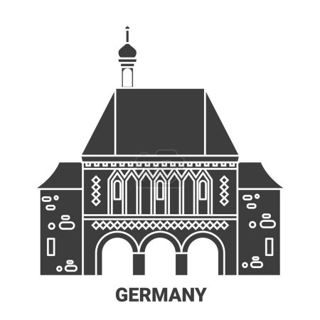 Illustration for Germany travel landmark line vector illustration - Royalty Free Image