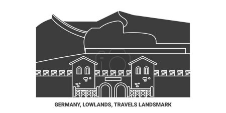Illustration for Germany, Lowlands, Travels Landsmark travel landmark line vector illustration - Royalty Free Image