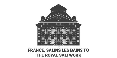 Téléchargez les illustrations : France, Salins Les Bains au Royal Saltwork Travel illustration vectorielle de ligne - en licence libre de droit