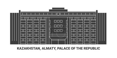 Ilustración de Kazajstán, Almaty, Palacio de la República, la línea de referencia de viaje vector ilustración - Imagen libre de derechos