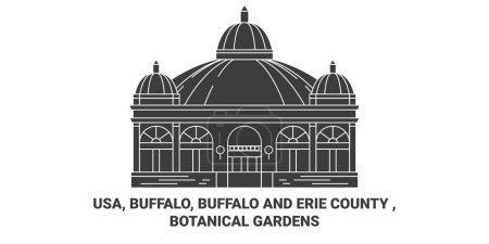 Illustration for Usa, Buffalo, Buffalo And Erie County , Botanical Gardens travel landmark line vector illustration - Royalty Free Image