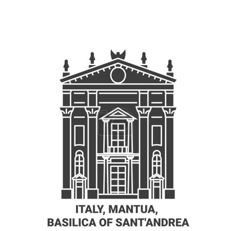 Téléchargez les illustrations : Italie, Mantoue, Basilique de Santandrea voyages illustration vectorielle ligne historique - en licence libre de droit
