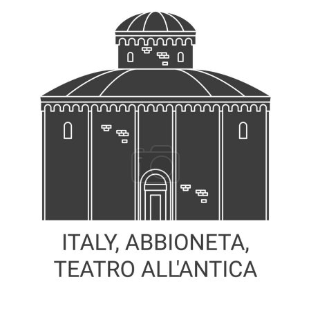 Illustration for Italy, Abbioneta, Teatro Allantica travel landmark line vector illustration - Royalty Free Image