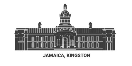 Illustration for Jamaica, Kingston, travel landmark line vector illustration - Royalty Free Image