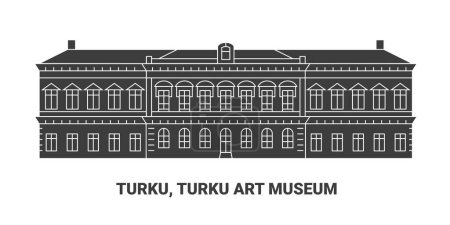 Téléchargez les illustrations : Finlande, Turku, Musée d'art de Turku, illustration vectorielle de ligne de repère de voyage - en licence libre de droit
