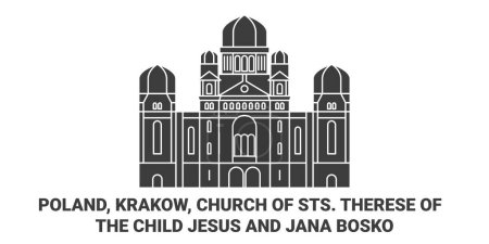 Illustration for Poland, Krakow, Church Of Sts. Therese Of , The Child Jesus And Jana Bosko travel landmark line vector illustration - Royalty Free Image