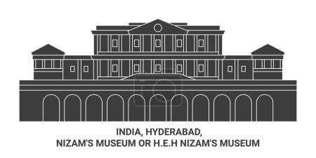 Ilustración de India, Hyderabad, Museo Nizams o H.E.H Museo Nizams recorrido hito línea vector ilustración - Imagen libre de derechos