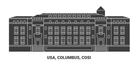 Téléchargez les illustrations : Usa, Columbus, Cosi, illustration vectorielle de ligne de repère de voyage - en licence libre de droit