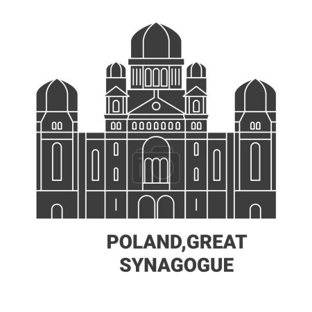Illustration for Poland, D,Great Synagogue Of D travel landmark line vector illustration - Royalty Free Image