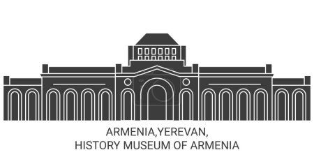 Ilustración de Armenia, Ereván, Museo de Historia de Armenia recorrido hito línea vector ilustración - Imagen libre de derechos