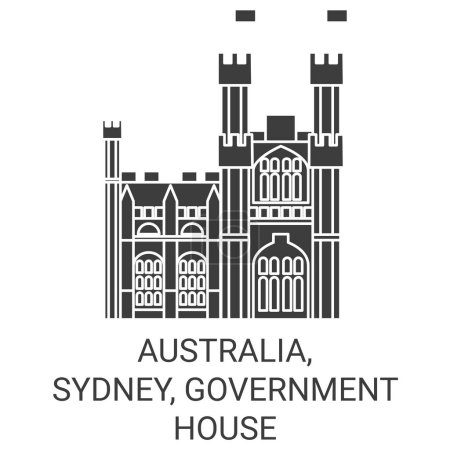 Illustration for Australia, Sydney, Government House travel landmark line vector illustration - Royalty Free Image