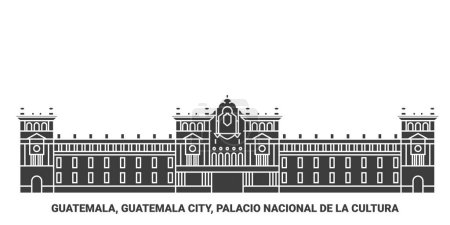 Téléchargez les illustrations : Guatemala, Guatemala, Palacio Nacional De La Cultura voyages illustration vectorielle de ligne historique - en licence libre de droit