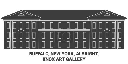 Ilustración de Estados Unidos, Buffalo, Nueva York, Albright, Knox Galería de Arte recorrido hito línea vector ilustración - Imagen libre de derechos