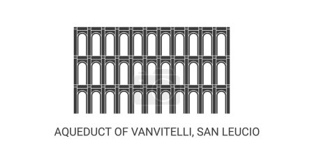 Téléchargez les illustrations : Italie, aqueduc de Vanvitelli, San Leucio illustration vectorielle de ligne de voyage - en licence libre de droit