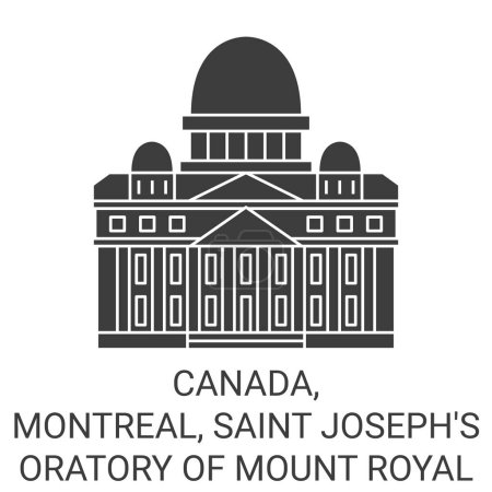 Ilustración de Canadá, Montreal, Saint Josephs Oratorio del Monte Real recorrido hito línea vector ilustración - Imagen libre de derechos