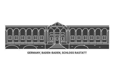 Téléchargez les illustrations : Allemagne, Badenbaden, Schloss Rastatt voyages illustration vectorielle de ligne historique - en licence libre de droit
