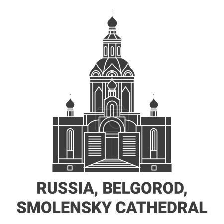 Téléchargez les illustrations : Russie, Belgorod, Smolensky Cathédrale Voyage illustration vectorielle ligne historique - en licence libre de droit