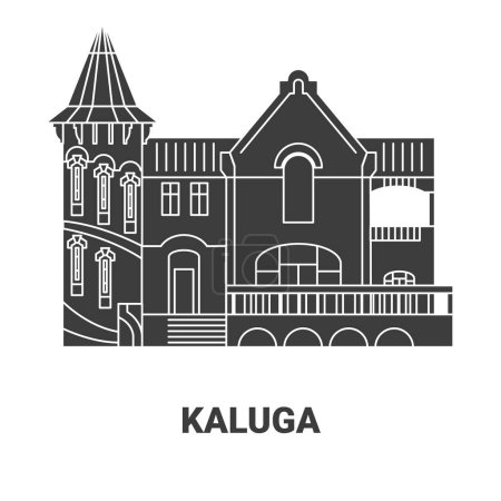 Illustration for Russia, Kaluga travel landmark line vector illustration - Royalty Free Image