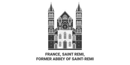 Téléchargez les illustrations : France, Saint Remi, Ancienne abbaye de Saintremi illustration vectorielle de ligne de voyage - en licence libre de droit